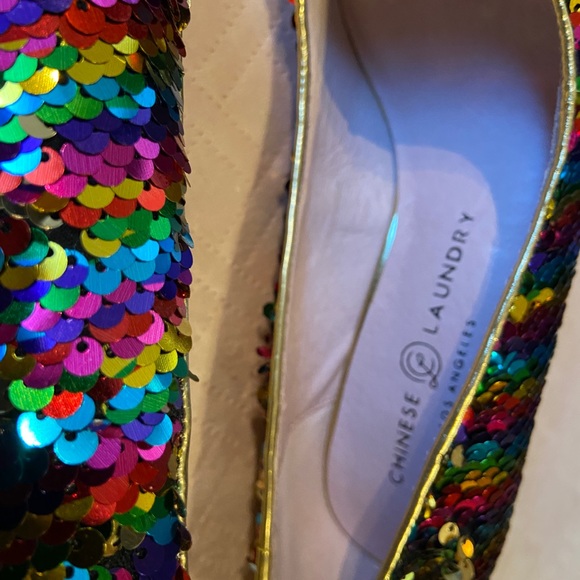 Chinese Laundry leather heels with sparkly flippable sequins - size 6 - … - Picture 8 of 16